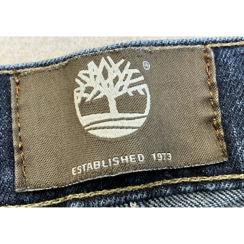 Timberland Mens Jeans Dark Wash Straight Leg Denim 34x31 Rugged Casual Blue